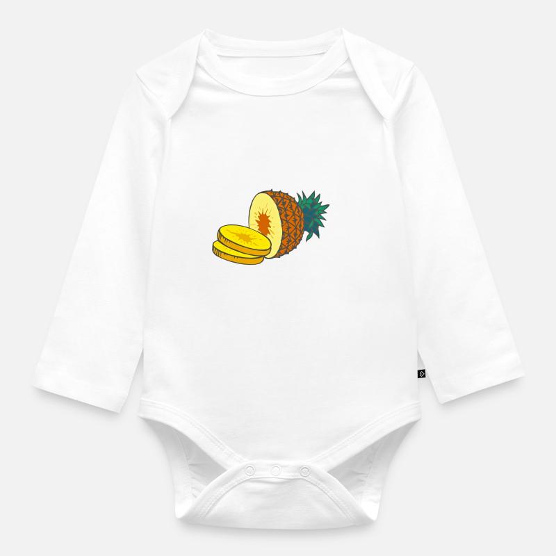 ananas - Body Bébé bio manches longues - blanc