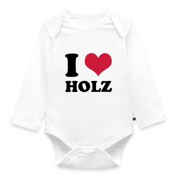 I love wood - Organic Longsleeve Baby Bodysuit - white - Front