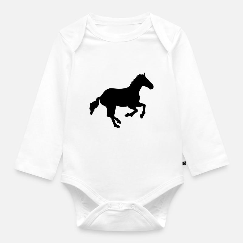 wildpferd - Baby Bio-Langarm-Body - Weiß