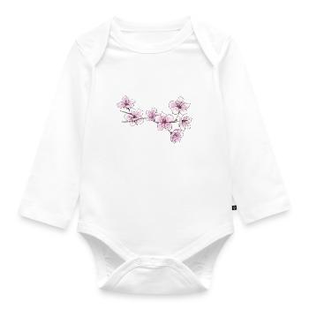 Cherry blossoms - Organic Longsleeve Baby Bodysuit - white - Front