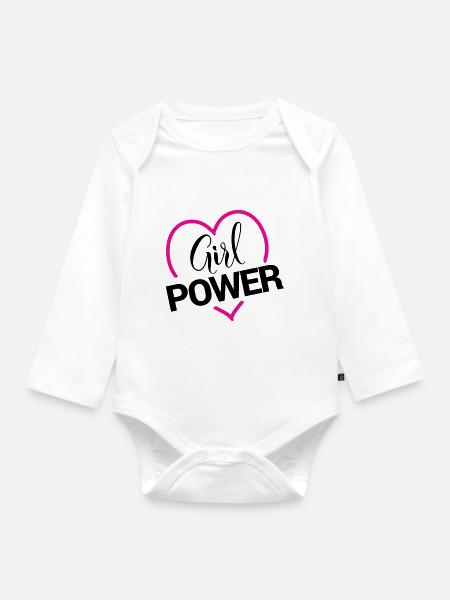 Girl Power - Baby Bio-Langarm-Body - Weiß