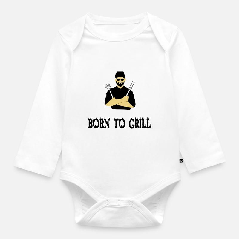BBQ grilling - Organic Longsleeve Baby Bodysuit - white