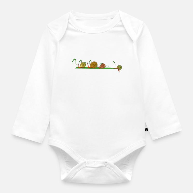 escargot - Body Bébé bio manches longues - blanc