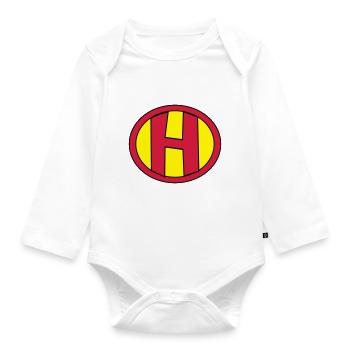 Super, Superheld, Superheldin, Hero, H - Organic Longsleeve Baby Bodysuit - white - Front