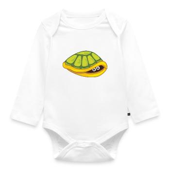Funny scared turtle hide - Organic Longsleeve Baby Bodysuit - white - Front