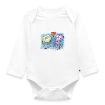 Qualle In Love - Baby Bio-Langarm-Body - Weiß - Vorne