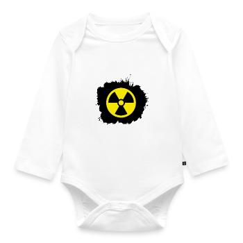 Yellow / yellow Radioactive, radioactivity symbol - Organic Longsleeve Baby Bodysuit - white - Front