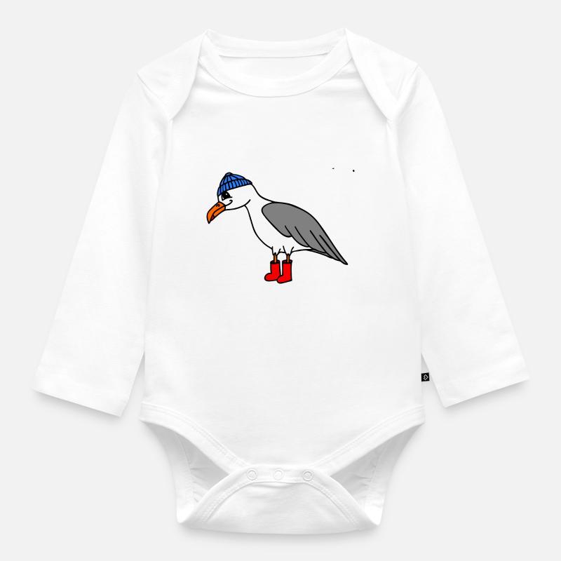 Möwe - Baby Bio-Langarm-Body - Weiß