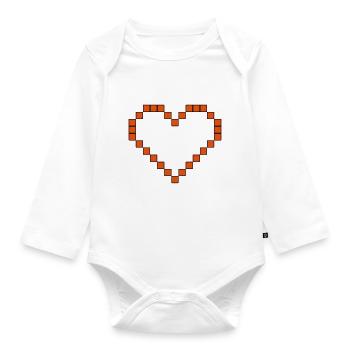 8 bits coeur 01 - Body Bébé bio manches longues - blanc - Devant