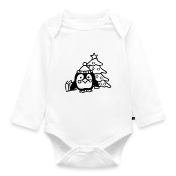 Penguin (Christmas) - Organic Longsleeve Baby Bodysuit - white - Front