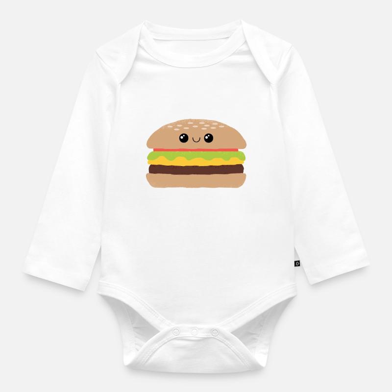 Burger - Body Bébé bio manches longues - blanc