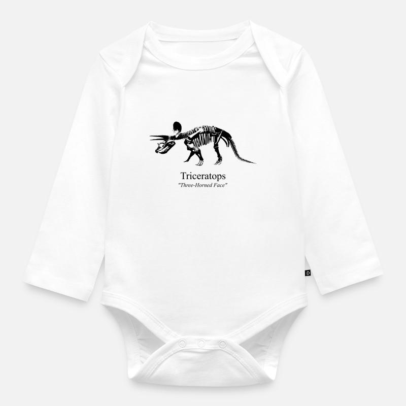 Triceratops noir - Body Bébé bio manches longues - blanc
