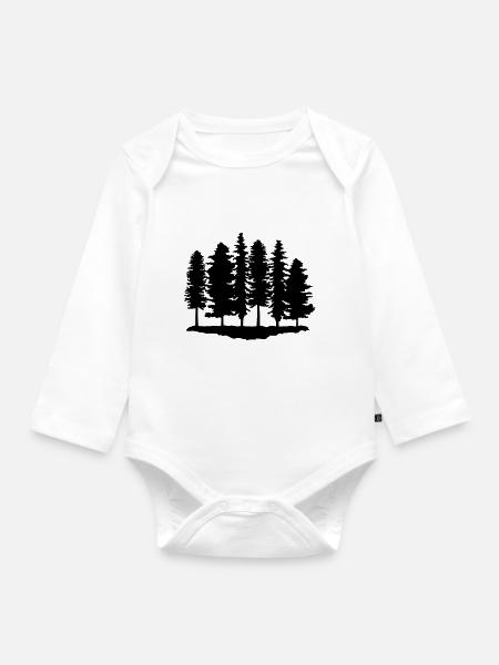 Wald, Bäume, Baum - Baby Bio-Langarm-Body - Weiß