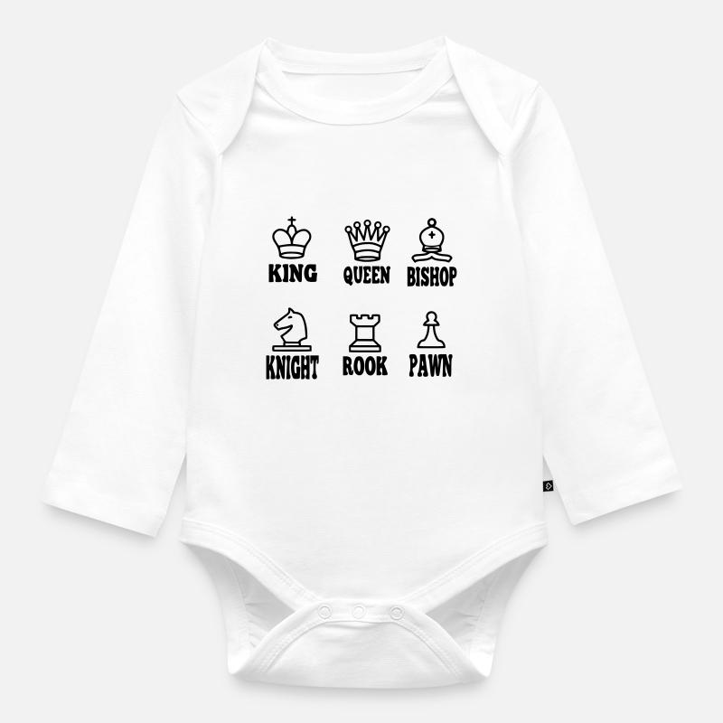 figures de chesse sur blanc - Body Bébé bio manches longues - blanc