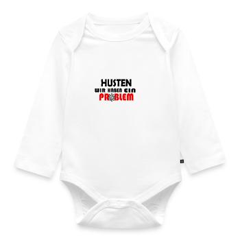 HUSTEN WIR HABEN EIN PROBLEM - Baby Bio-Langarm-Body - Weiß - Vorne
