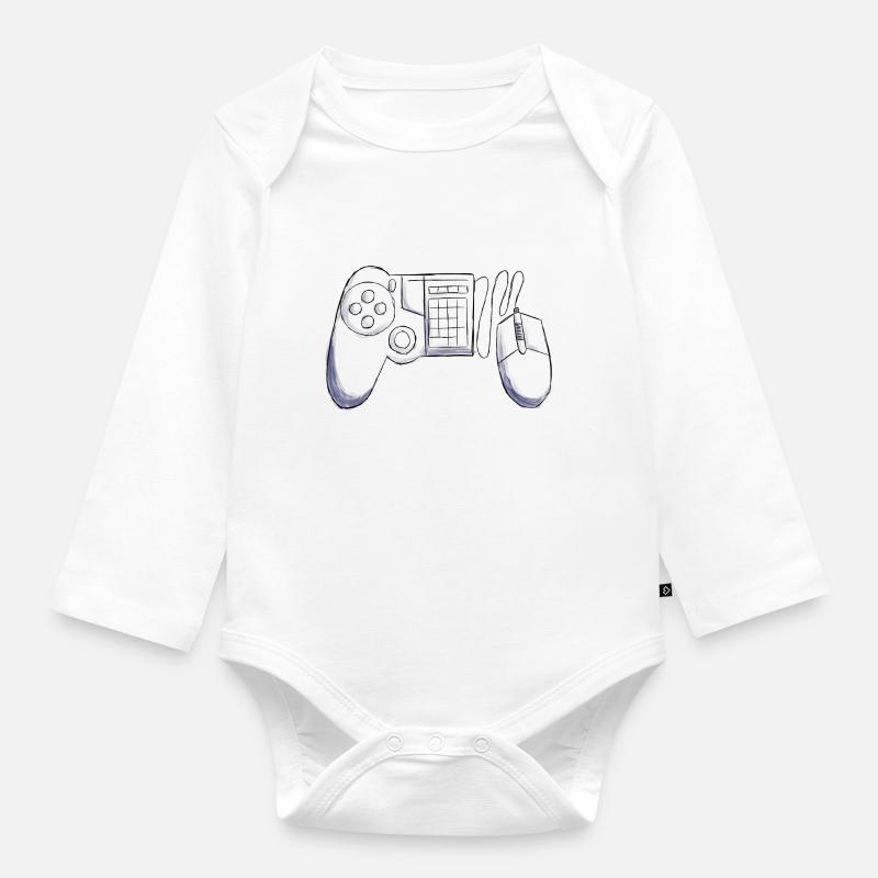 Contrôleur de jeu - Body Bébé bio manches longues - blanc