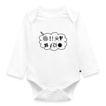 Swearing-ranting-corona mask - in comic style. - Organic Longsleeve Baby Bodysuit - white - Front