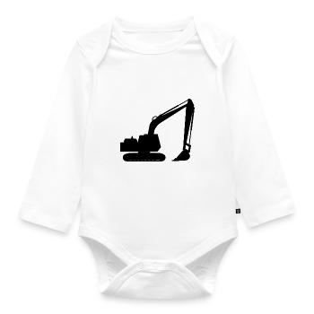 Silhouette with a shovel, backhoe - Organic Longsleeve Baby Bodysuit - white - Front