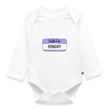 Bonjour j'ai faim, T-shirt drôle - Body Bébé bio manches longues - blanc - Devant