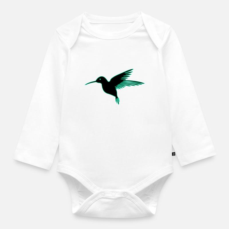 Été tropical oiseau colibri - Body Bébé bio manches longues - blanc