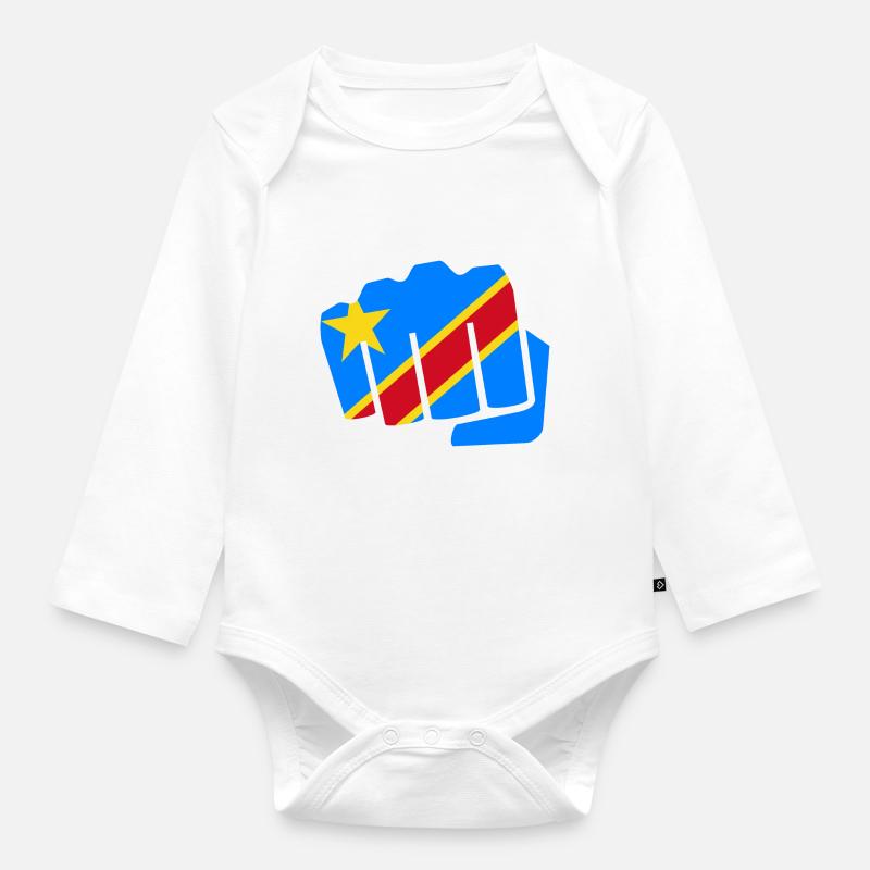Congo Zaïre Kongu DR Congo Congo drapeau cadeau - Body Bébé bio manches longues - blanc