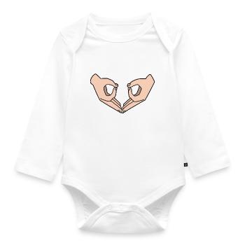 Hand glasses owl - Organic Longsleeve Baby Bodysuit - white - Front