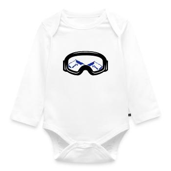 ski goggles - Organic Longsleeve Baby Bodysuit - white - Front
