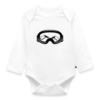 ski goggles - Organic Longsleeve Baby Bodysuit - white - Front