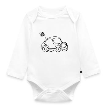Macchina per auto - Body ecologico per neonato a manica lunga - bianco - Fronte