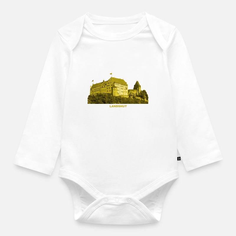 Landshut Castle Trausnitz Isar Lower Bavaria Mountain - Organic Longsleeve Baby Bodysuit - white