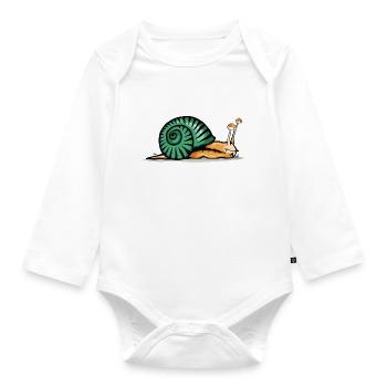 snail drawing fatigue shadow shell - Organic Longsleeve Baby Bodysuit - white - Front