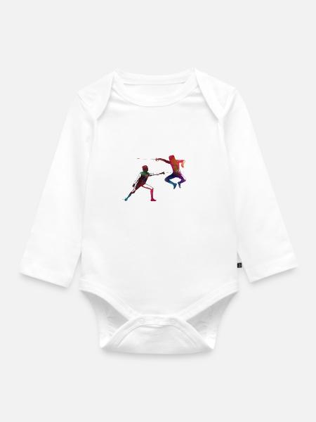 Fechtsportartikel #fencing #sport - Baby Bio-Langarm-Body - Weiß