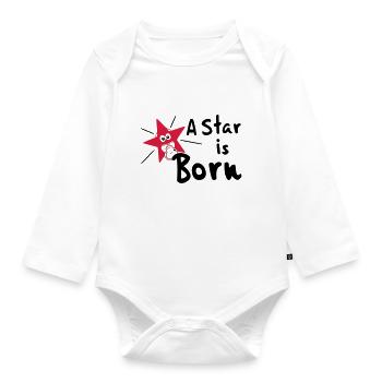 Baby Star is Born Geboren Geburtstag - Baby Bio-Langarm-Body - Weiß - Vorne
