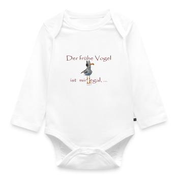 Der frühe Vogel - Baby Bio-Langarm-Body - Weiß - Vorne