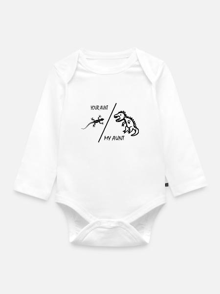 Dinosaurier Dino Dinosaur - Baby Bio-Langarm-Body - Weiß