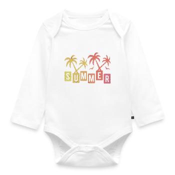 Été palm mouette soleil vintage vacances - Body Bébé bio manches longues - blanc - Devant