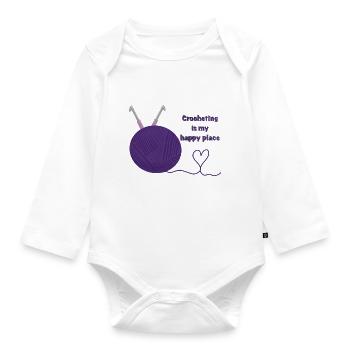 Häkeln ist mein glücklicher Ort - Baby Bio-Langarm-Body - Weiß - Vorne