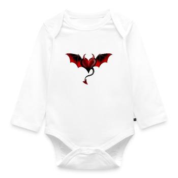 Heart Devil Satan Lucifer Evil - Organic Longsleeve Baby Bodysuit - white - Front