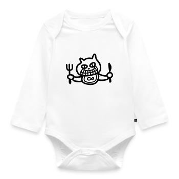 Katze will fressen - line - Baby Bio-Langarm-Body - Weiß - Vorne