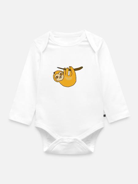 Faultier - Baby Bio-Langarm-Body - Weiß
