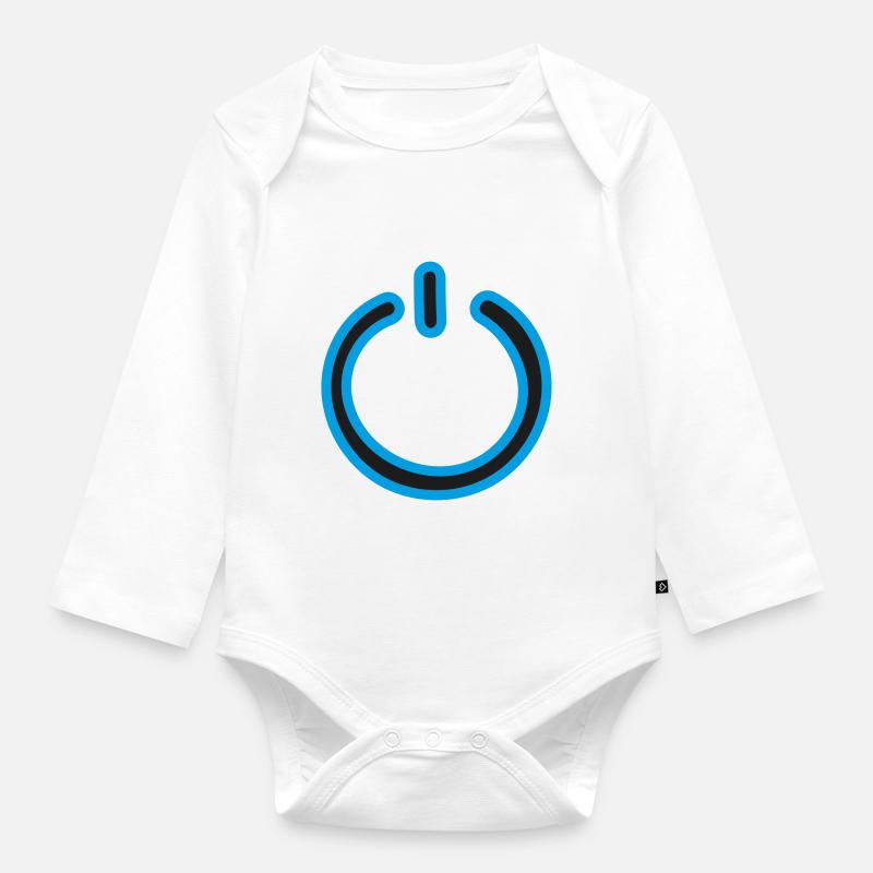 Powerbutton Design - Baby Bio-Langarm-Body - Weiß
