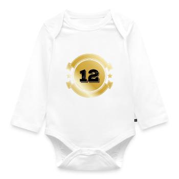 12 Gold Emblem - Organic Longsleeve Baby Bodysuit - white - Front