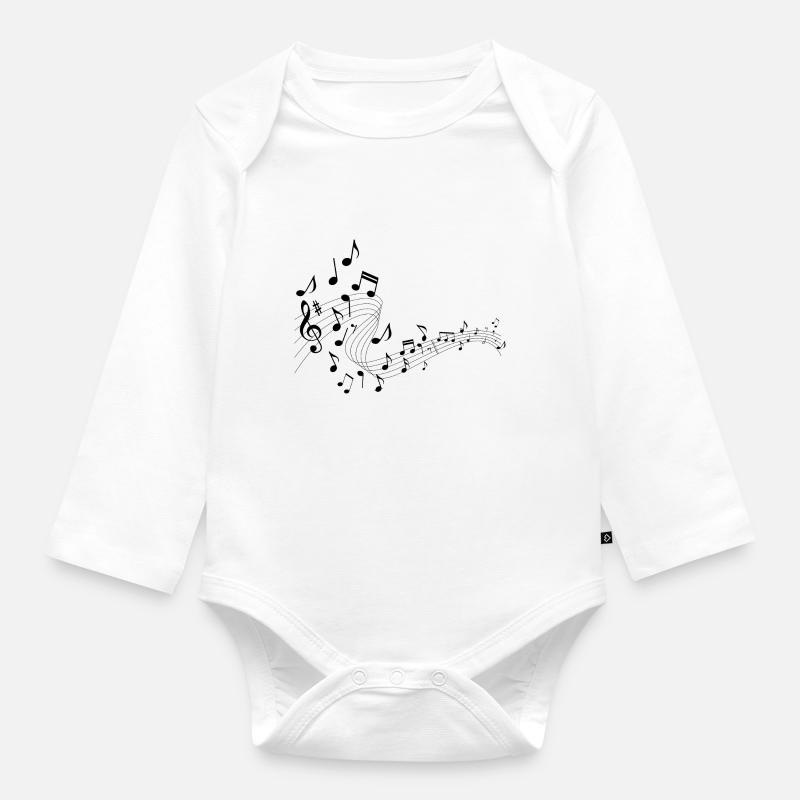 Notes de musique - Body Bébé bio manches longues - blanc