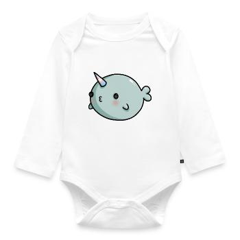 Sweet Narwhal Trans Transgender Flag LGBTQ - Organic Longsleeve Baby Bodysuit - white - Front