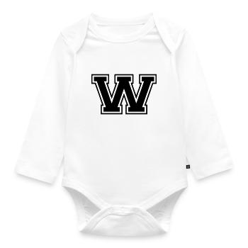 Letter W Team Football Baseball Basketball University - Organic Longsleeve Baby Bodysuit - white - Front
