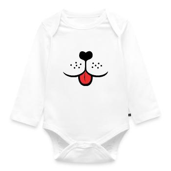 Animal snout with tongue outstretched - Organic Longsleeve Baby Bodysuit - white - Front