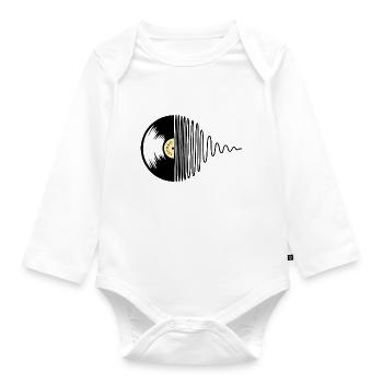 Techno Platte - Baby Bio-Langarm-Body - Weiß - Vorne