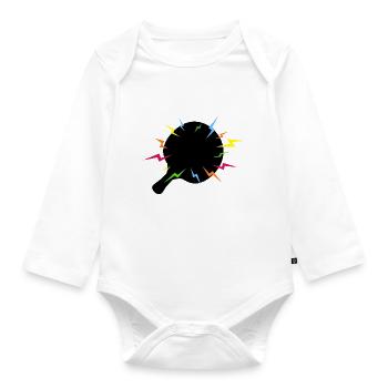 Magischer Ping Pong Schläger Blitz - Baby Bio-Langarm-Body - Weiß - Vorne