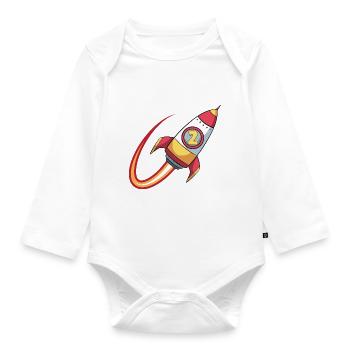 Cadeau anniversaire Bébé 2 ans Dessin Fusée - Body Bébé bio manches longues - blanc - Devant