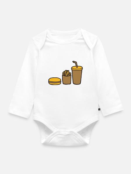 Burger Pommes Cola - Baby Bio-Langarm-Body - Weiß